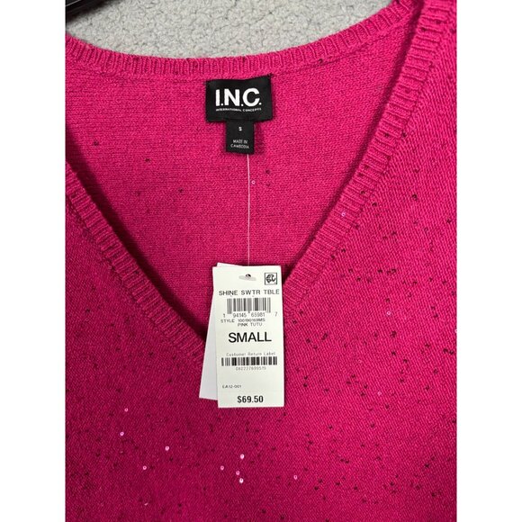 I.n.c. International Concepts Women's Sequin-Shine V-Neck Sweater Pink Small NWT - Picture 6 of 8